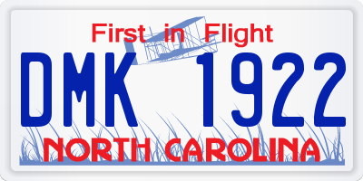 NC license plate DMK1922