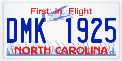 NC license plate DMK1925
