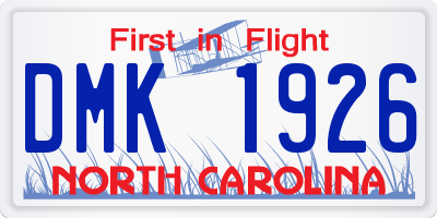 NC license plate DMK1926