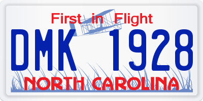 NC license plate DMK1928