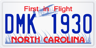 NC license plate DMK1930