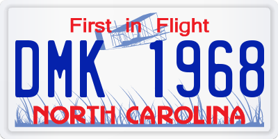 NC license plate DMK1968