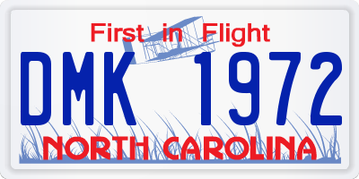 NC license plate DMK1972