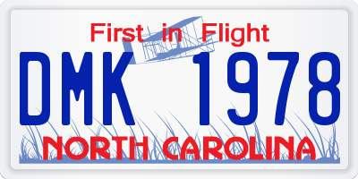 NC license plate DMK1978