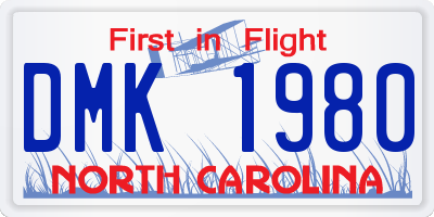 NC license plate DMK1980
