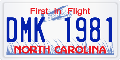 NC license plate DMK1981