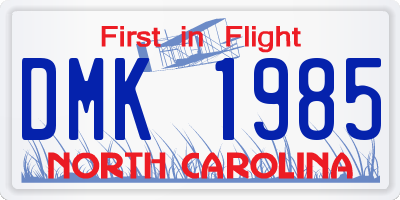 NC license plate DMK1985