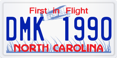 NC license plate DMK1990