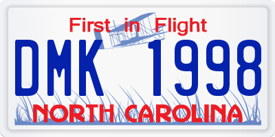 NC license plate DMK1998