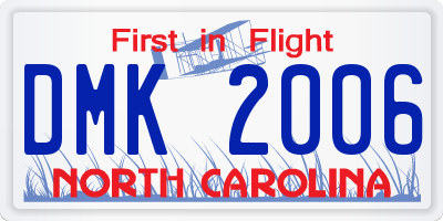 NC license plate DMK2006