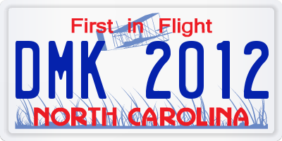 NC license plate DMK2012