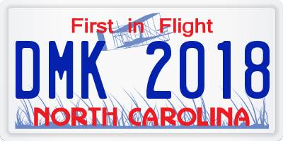NC license plate DMK2018