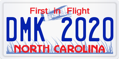 NC license plate DMK2020