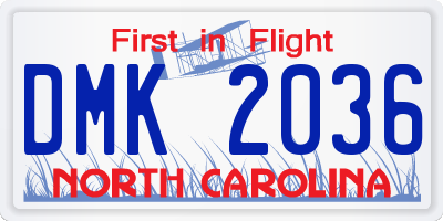 NC license plate DMK2036
