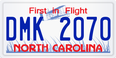 NC license plate DMK2070