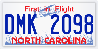 NC license plate DMK2098