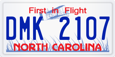 NC license plate DMK2107