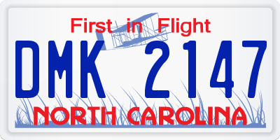 NC license plate DMK2147
