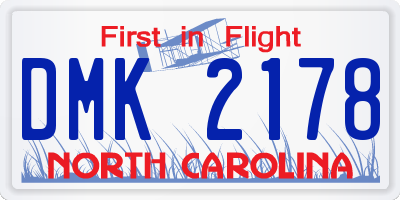 NC license plate DMK2178
