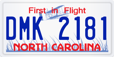 NC license plate DMK2181