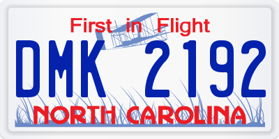 NC license plate DMK2192