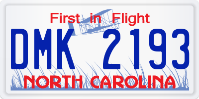 NC license plate DMK2193