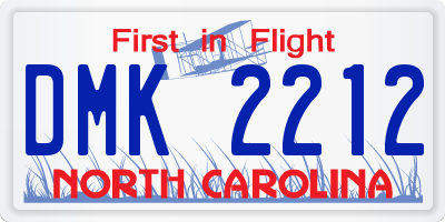 NC license plate DMK2212