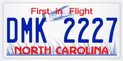 NC license plate DMK2227