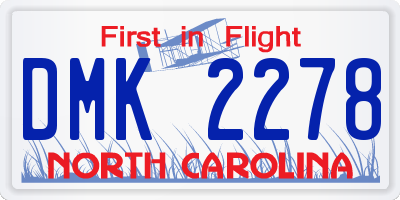 NC license plate DMK2278
