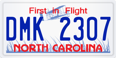NC license plate DMK2307