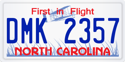 NC license plate DMK2357