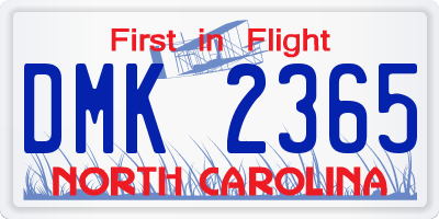 NC license plate DMK2365