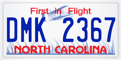 NC license plate DMK2367