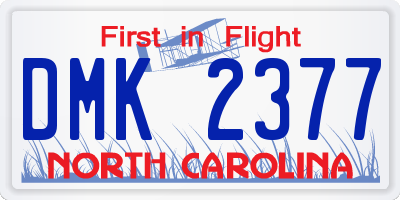 NC license plate DMK2377
