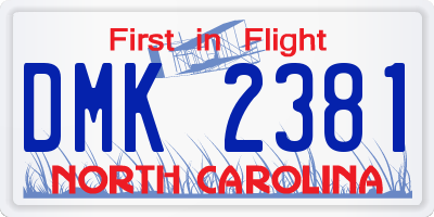 NC license plate DMK2381