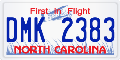 NC license plate DMK2383