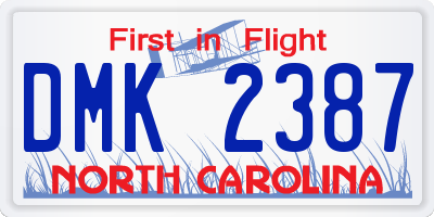 NC license plate DMK2387