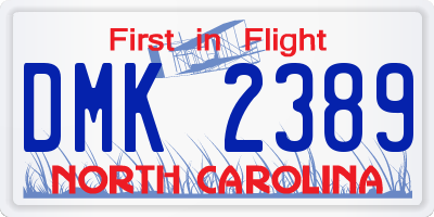 NC license plate DMK2389