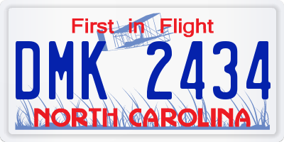NC license plate DMK2434