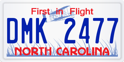 NC license plate DMK2477