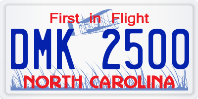 NC license plate DMK2500