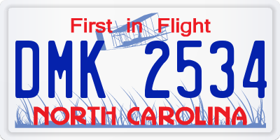 NC license plate DMK2534