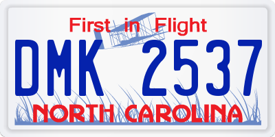 NC license plate DMK2537