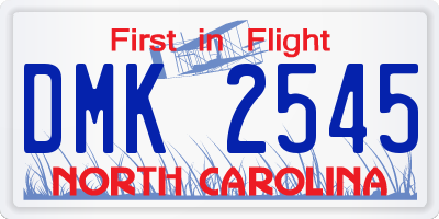 NC license plate DMK2545