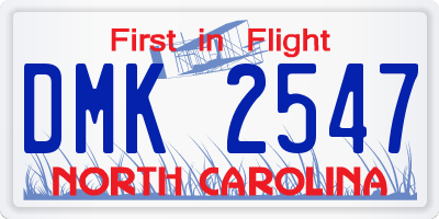 NC license plate DMK2547