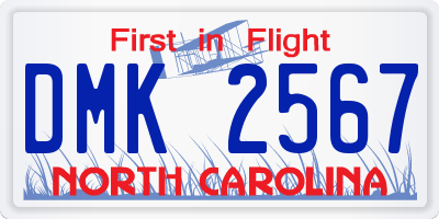 NC license plate DMK2567