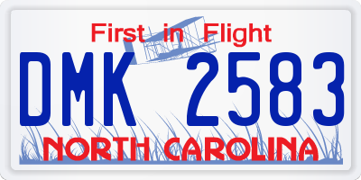 NC license plate DMK2583