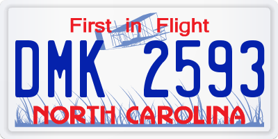 NC license plate DMK2593