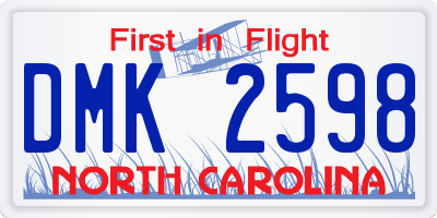 NC license plate DMK2598