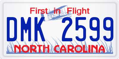 NC license plate DMK2599